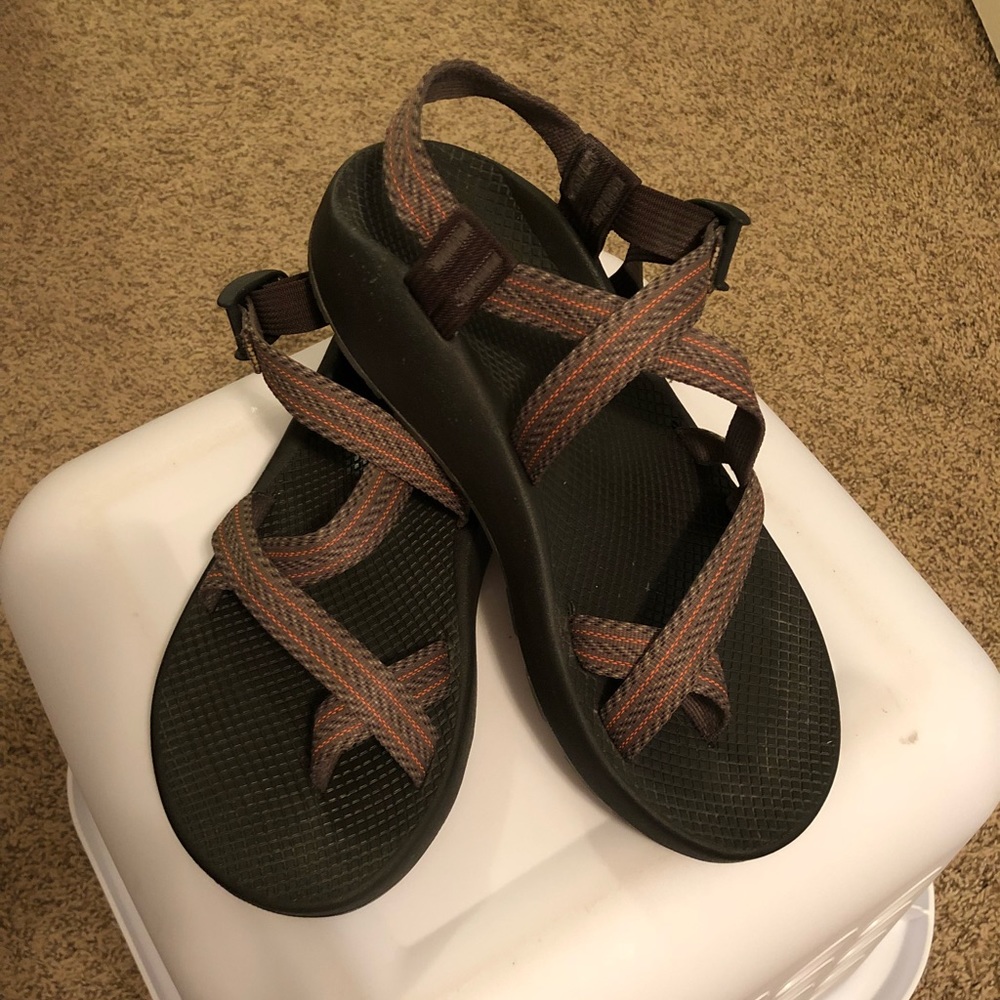 Men’s Grey and Orange Chacos with Toe Strap